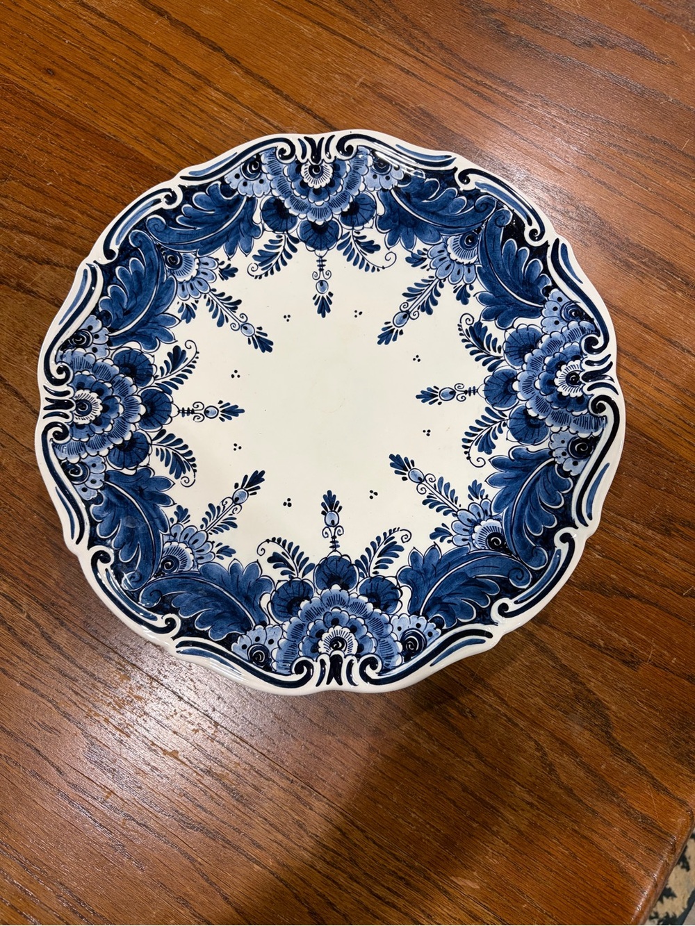 Blue Floral Ceramic Decorative Charger Plate
